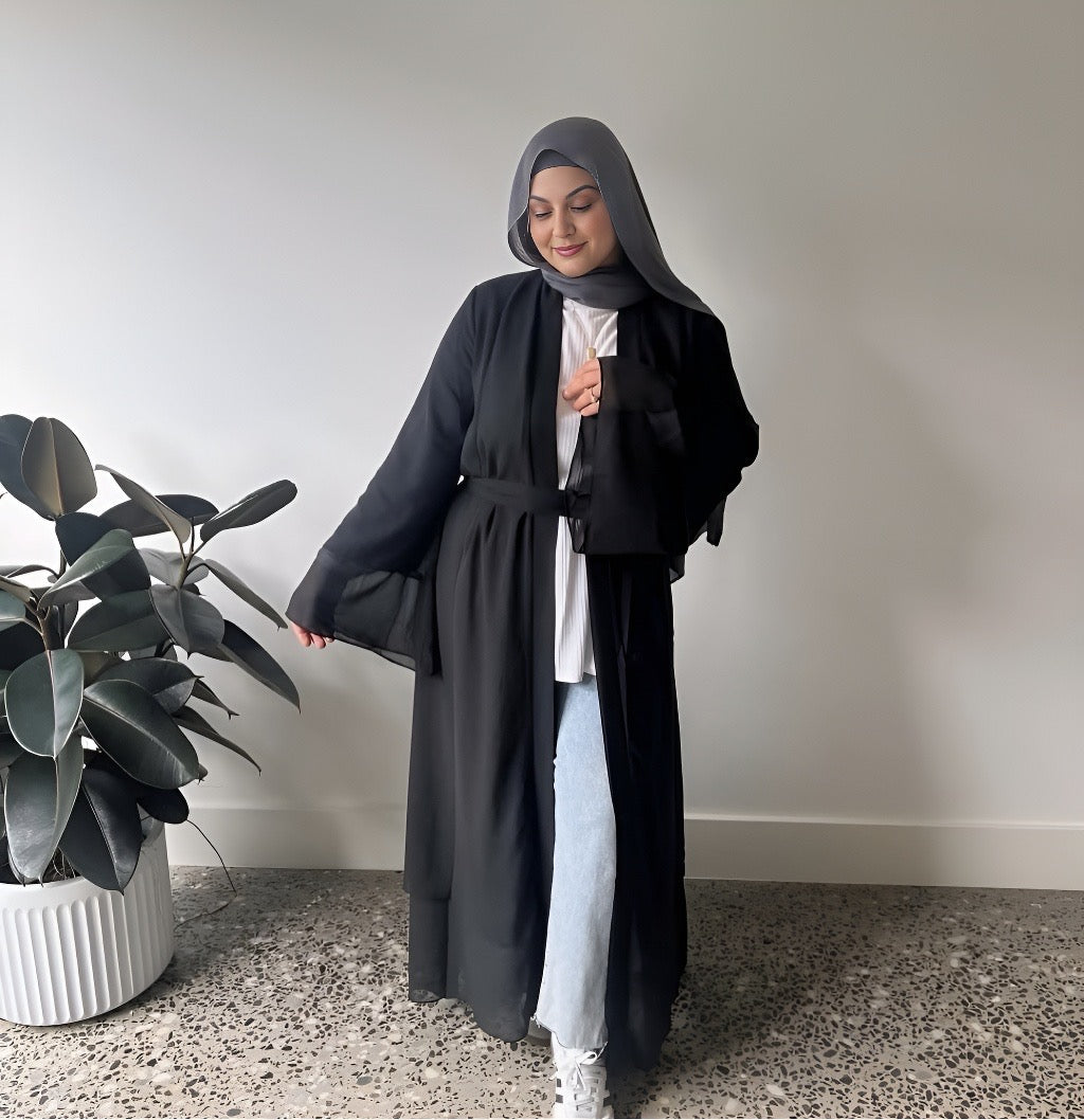 Black Pearl Open Abaya