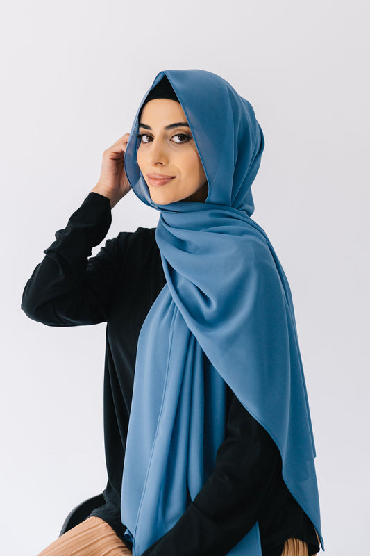 Chiffon Scarf - Denim Blue