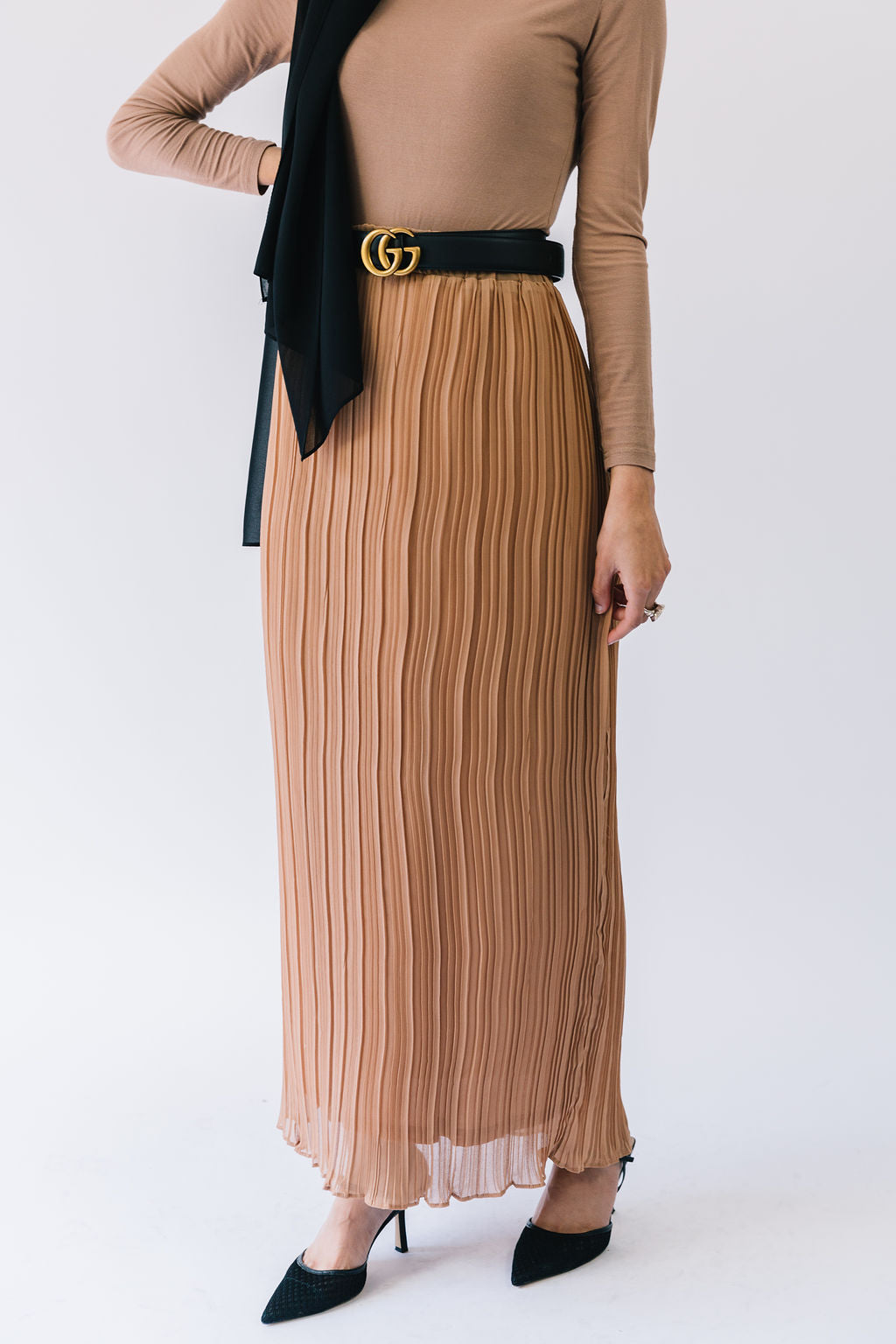 Sara Ribbed Skirt (Nude)