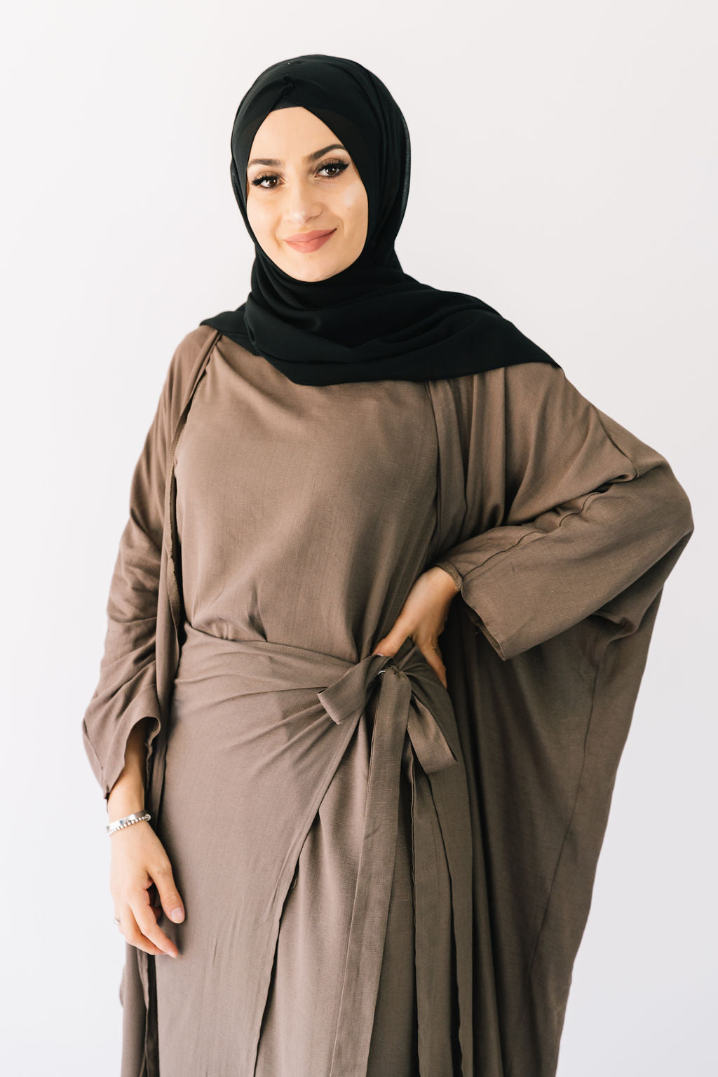 Bella skirt overlay maxi dress (Coco Brown)