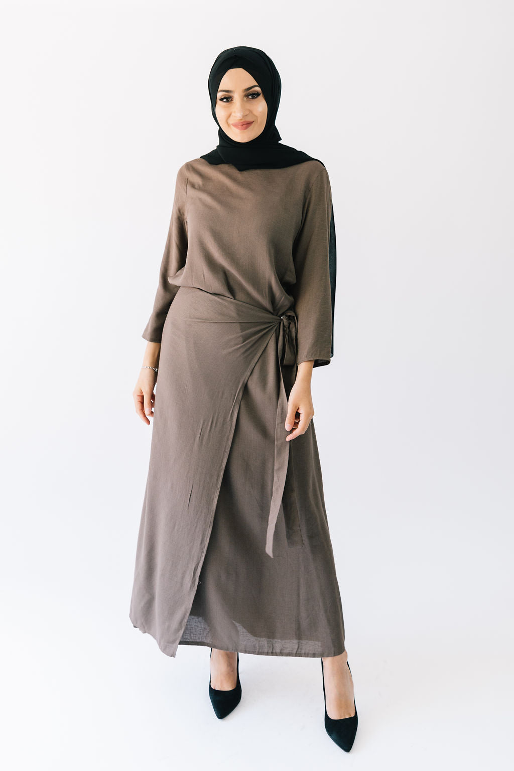 Bella skirt overlay maxi dress (Coco Brown)