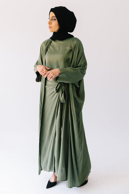 Bella skirt overlay maxi dress (Olive Green)