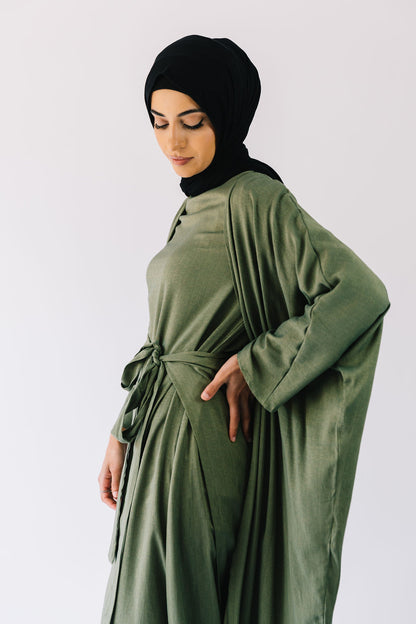 Bella skirt overlay maxi dress (Olive Green)