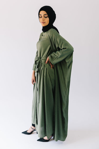 Bella skirt overlay maxi dress (Olive Green)