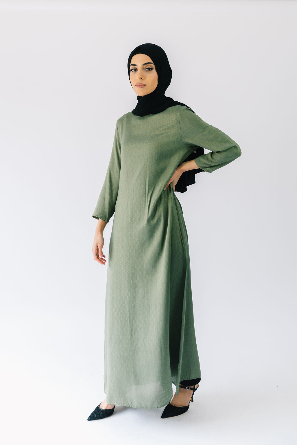 Bella skirt overlay maxi dress (Olive Green)