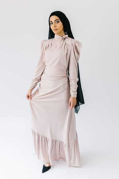 Azra Cotton Ruched Dress (Dusty Pink)