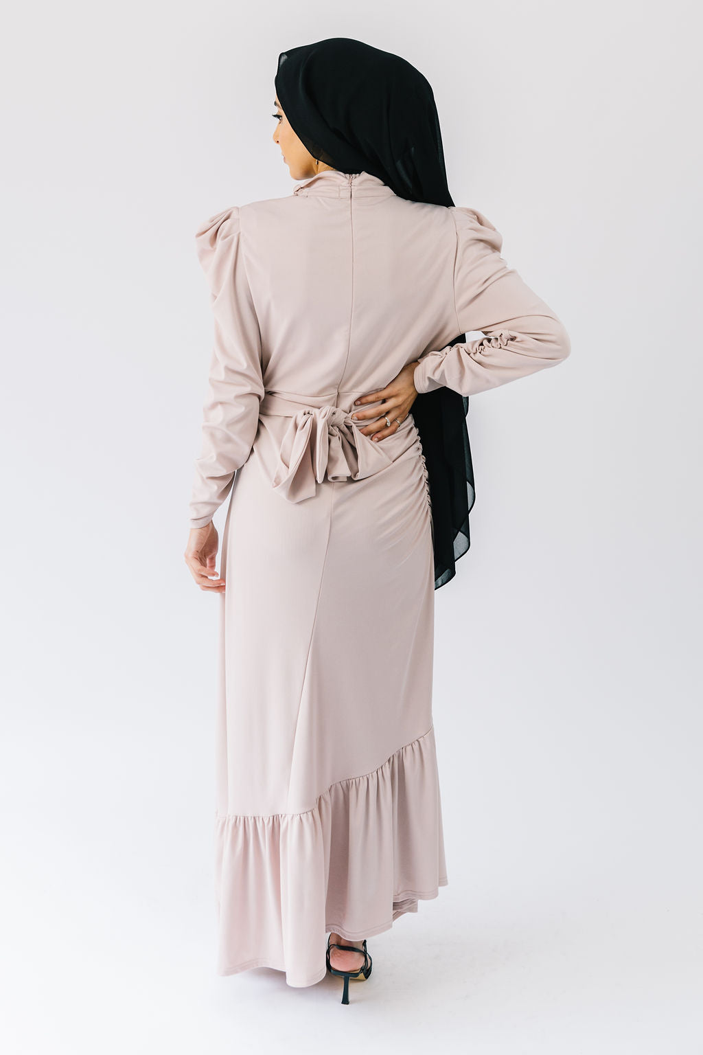 Azra Cotton Ruched Dress (Dusty Pink)